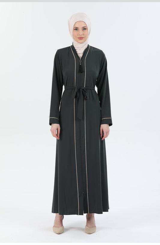Biye Detaylı Abaya Ferace Haki | 206709