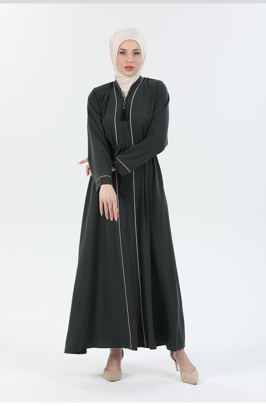 Biye Detaylı Abaya Ferace Haki | 206709