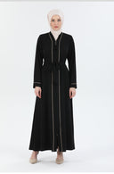 Biye Detaylı Abaya Ferace Siyah | 206701