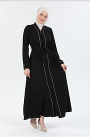 Abaya Noir | avec détail de bande 2067-0-1