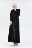 Biye Detaylı Abaya Ferace Siyah | 206701