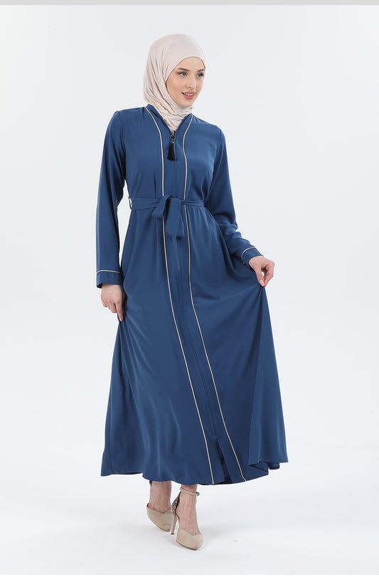 Biye Detaylı Abaya Ferace İndigo | 206706