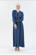 Biye Detaylı Abaya Ferace İndigo | 206706