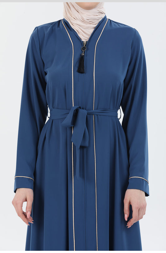 Biye Detaylı Abaya Ferace İndigo | 206706