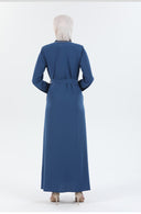 Biye Detaylı Abaya Ferace İndigo | 206706