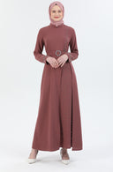 Beli Kuşaklı Tesettür Elbise Gül Kurusu | 30253