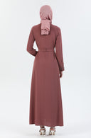 Beli Kuşaklı Tesettür Elbise Gül Kurusu | 30253