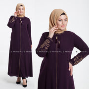 Robe en mousseline grande taille avec pierres bordeaux | 2002-8