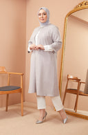 Taş Detaylı Ceketli Takım Gri | 11001324