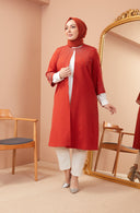 Taş Detaylı Ceketli Takım Kiremit | 1100137