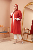 Taş Detaylı Ceketli Takım Kiremit | 1100137