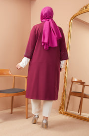 Big size chiffon dress with stones Burgundy | 8013-2-7
