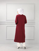 Kolları Şerit Taşlı Üçlü Takım Bordo | 11006-7 - Modalale.com