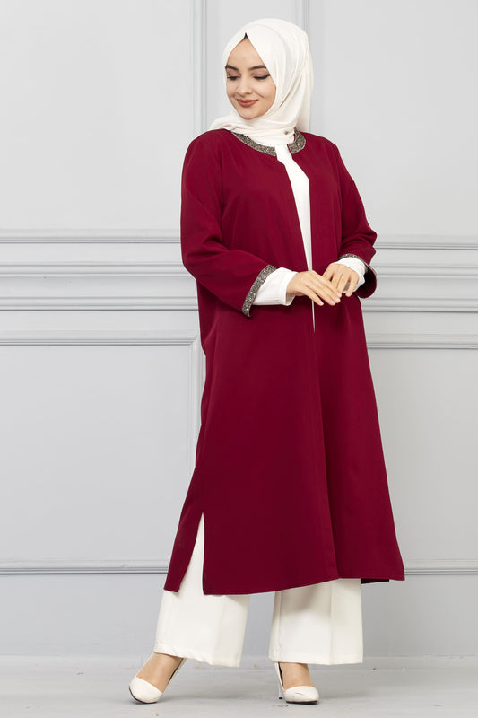Ensemble 3 pieces  avec Pierres Rouge sur Les Manches | 11006-11