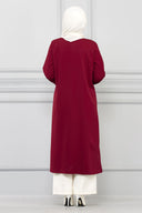 Kolları Şerit Taşlı Üçlü Takım Kırmızı | 1100611