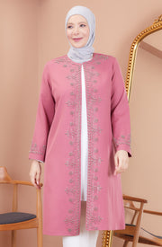 Robe en mousseline grande taille avec pierres bordeaux | 8013-2-7