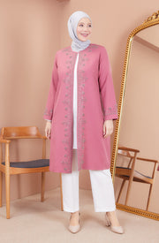 Robe en mousseline grande taille avec pierres bordeaux | 8013-2-7
