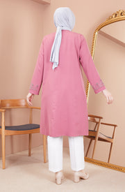 Robe en mousseline grande taille avec pierres bordeaux | 8013-2-7