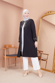 Robe en mousseline grande taille avec pierres bordeaux | 8013-2-7