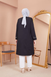 Robe en mousseline grande taille avec pierres bordeaux | 8013-2-7