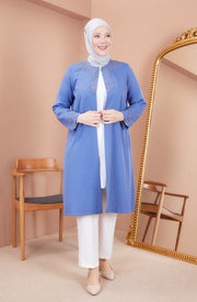 Robe en mousseline grande taille avec pierres bordeaux | 8013-2-7