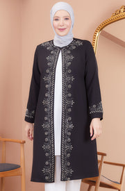 Big size chiffon dress with stones Burgundy | 8013-2-7