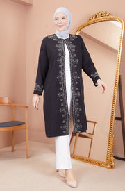 Big size chiffon dress with stones Burgundy | 8013-2-7