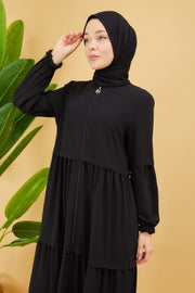 Abaya avec une coupe large couleur Noir | | 2068-1 