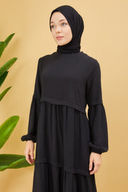 KAT KAT TESETTÜR ELBİSE SİYAH | 3022-1