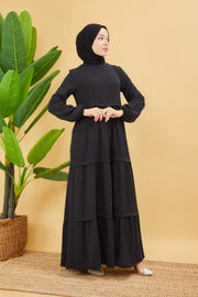 KAT KAT TESETTÜR ELBİSE SİYAH | 3022-1