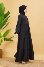 KAT KAT TESETTÜR ELBİSE SİYAH | 3022-1