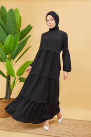 KAT KAT TESETTÜR ELBİSE SİYAH | 3022-1