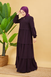 Abaya avec une coupe large couleur aubergine | 2068-8