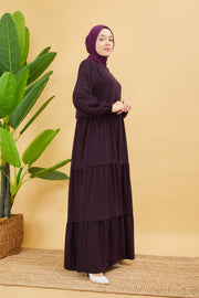 Abaya avec une coupe large couleur aubergine | 2068-8