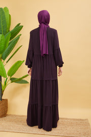 Abaya avec une coupe large couleur aubergine | 2068-8