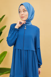 Abaya avec une coupe large couleur indigo | 2068-6 