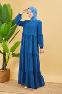 Kat Detaylı Bol Kesim Ferace İndigo | 20686