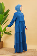 Kat Detaylı Bol Kesim Ferace İndigo | 20686