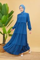 Kat Detaylı Bol Kesim Ferace İndigo | 20686