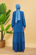 Kat Detaylı Bol Kesim Ferace İndigo | 20686