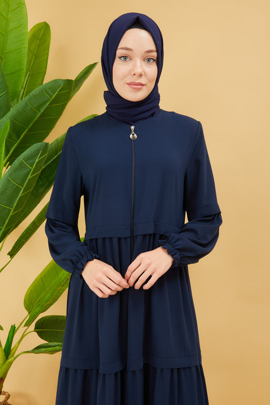 Kat Detaylı Bol Kesim Ferace Lacivert | 20685