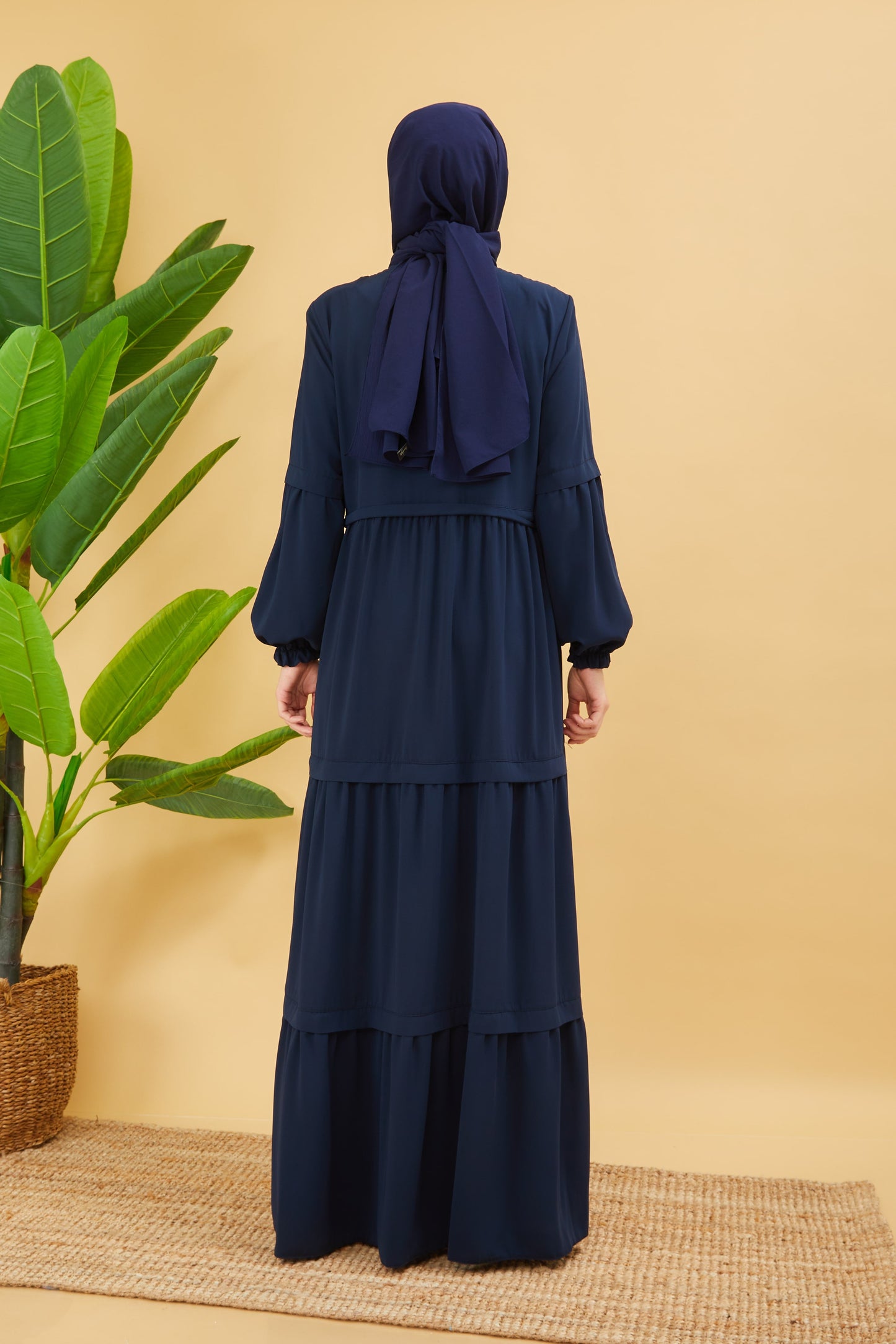 Abaya avec une coupe large couleur Bleu Marine | 2068-5 