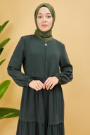 Kat Detaylı Bol Kesim Ferace Haki | 20689