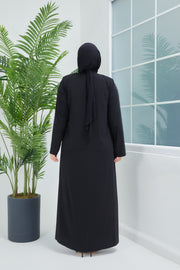 Abaya Big Size Black Stone Embroidered | 2063-4-1