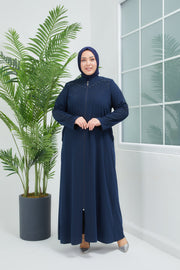 Abaya Big size Navy Blue Stone Embroidered  | 2063-4-5