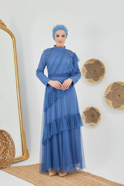 robe soirée bleu   | 7719-6