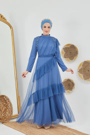 robe soirée bleu   | 7719-6