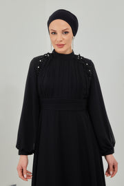 ROBE DE SOIRÉE SHIFON NOIRE | 7768-1