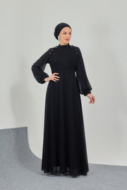 ROBE DE SOIRÉE SHIFON NOIRE | 7768-1