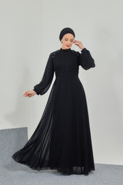 ROBE DE SOIRÉE SHIFON NOIRE | 7768-1